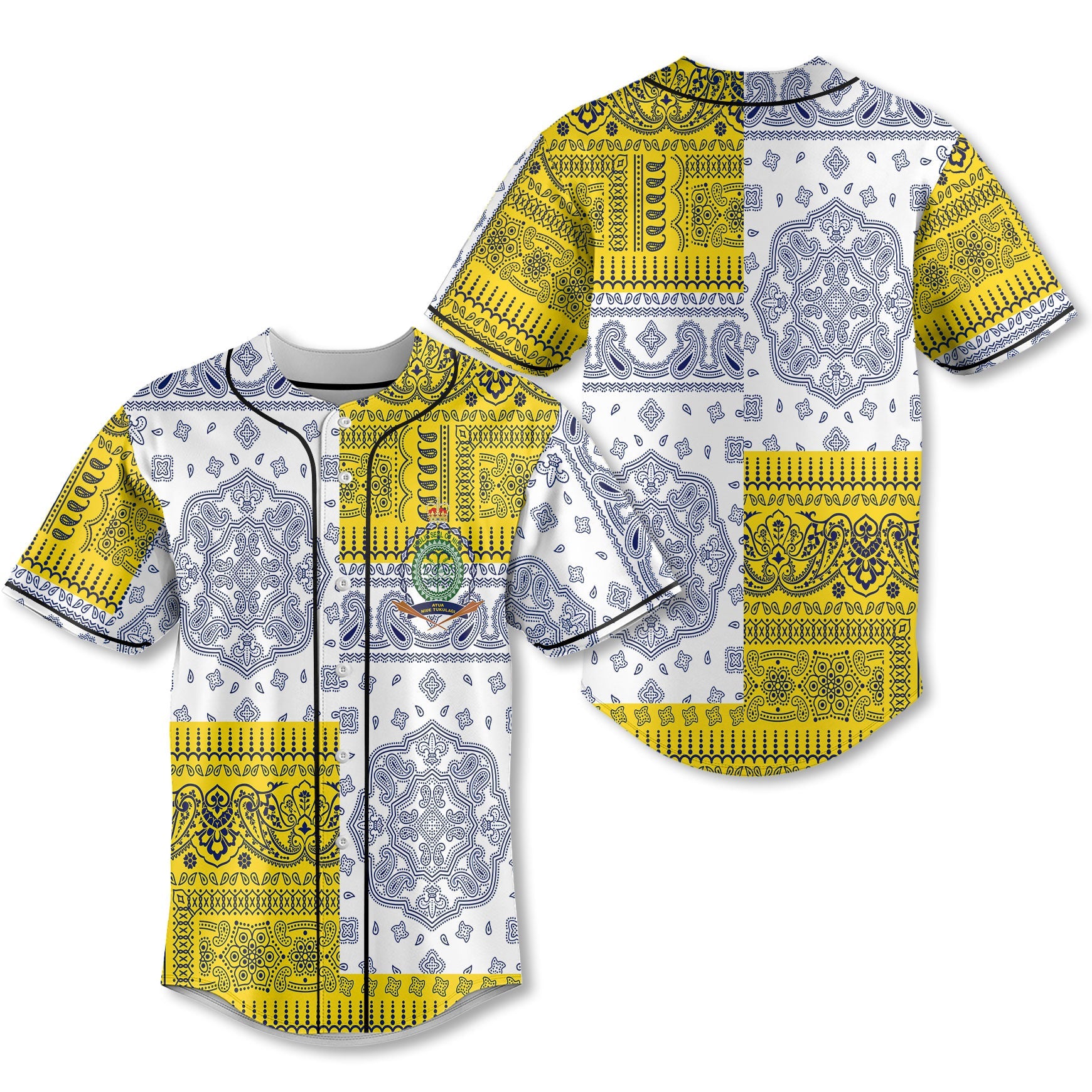 Niue Baseball Jersey Flag And Paisley Basic Style 1