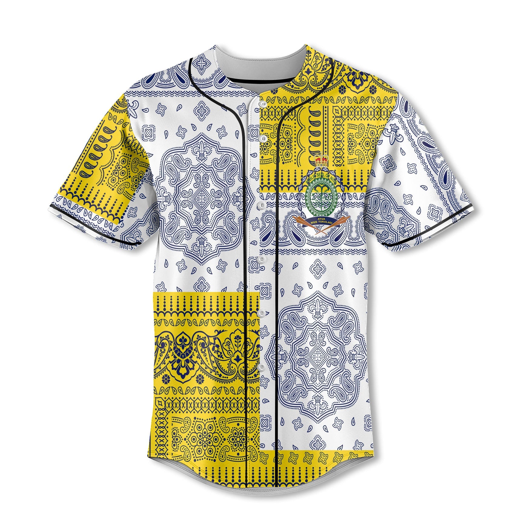 Niue Baseball Jersey Flag And Paisley Basic Style 2