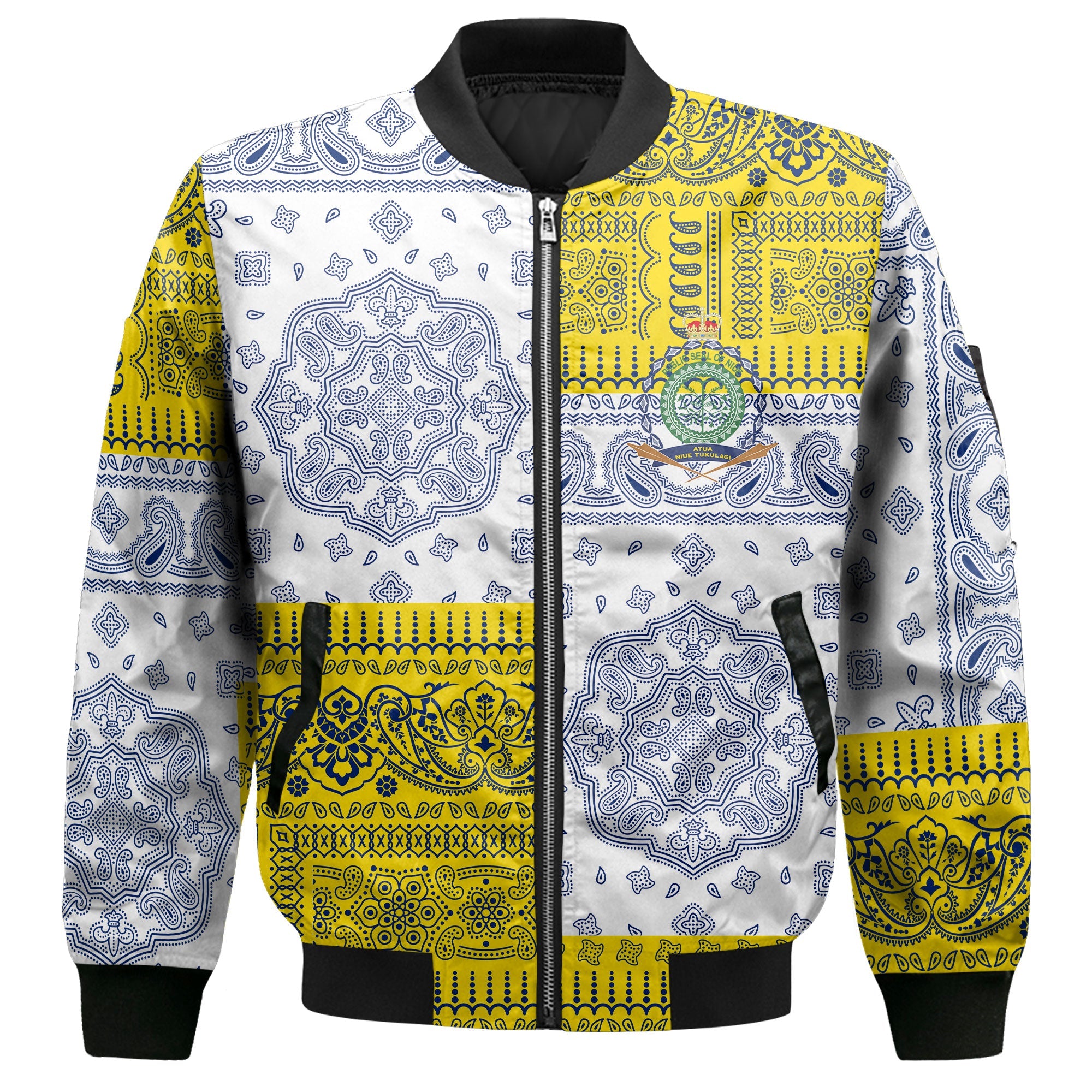 Niue Bomber Jacket Flag And Paisley Basic Style 2