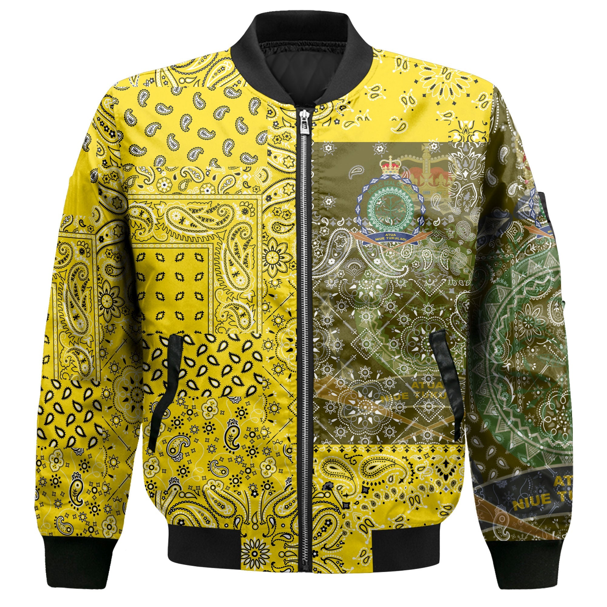 Niue Bomber Jacket Paisley Flag And Skull Style 2