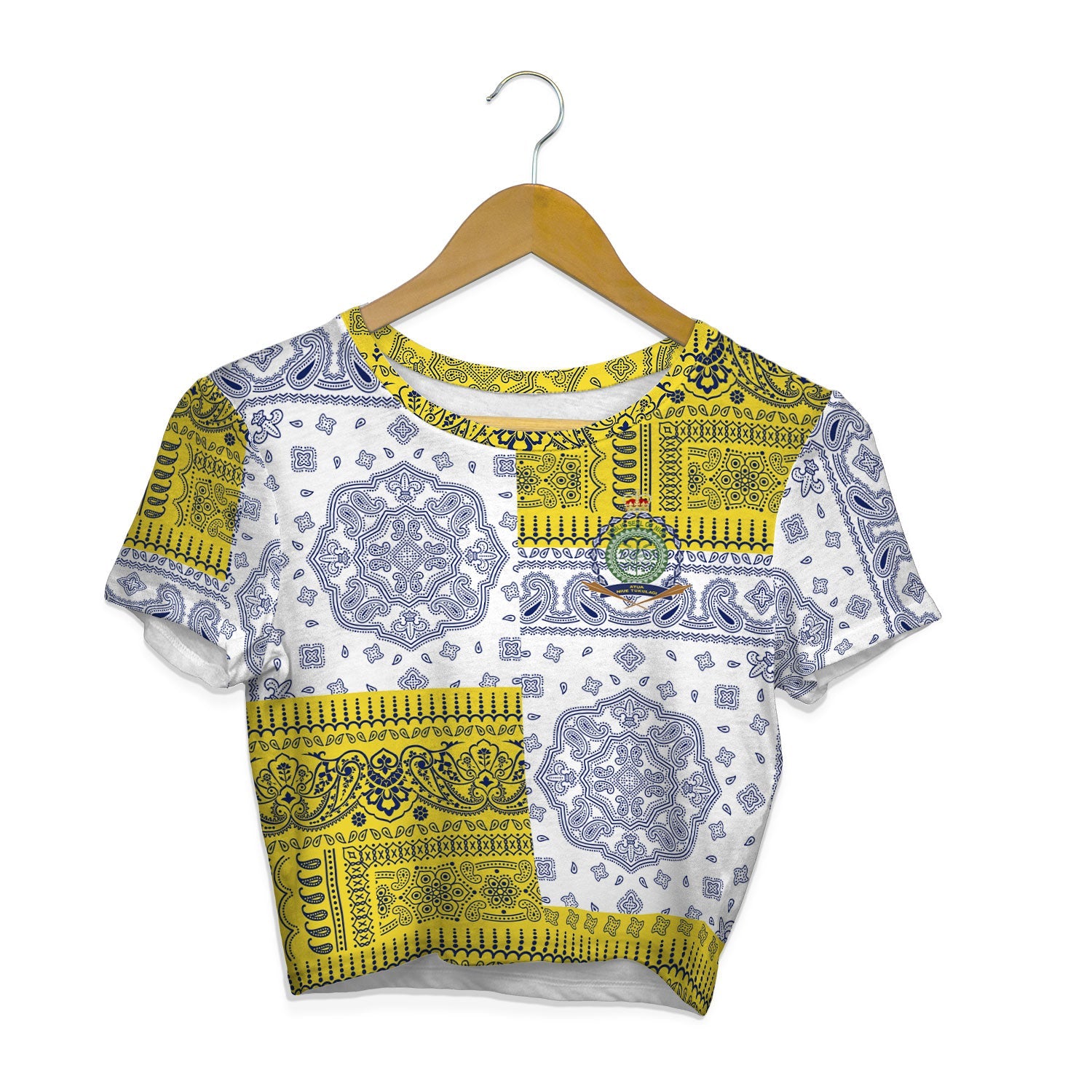 Niue Croptop T Shirt Flag And Paisley Basic Style 1