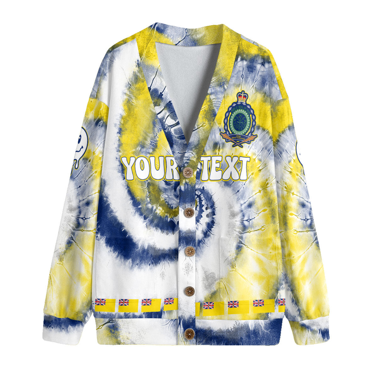 Niue Fleece Cardigan Custom Tie Dye Style 4