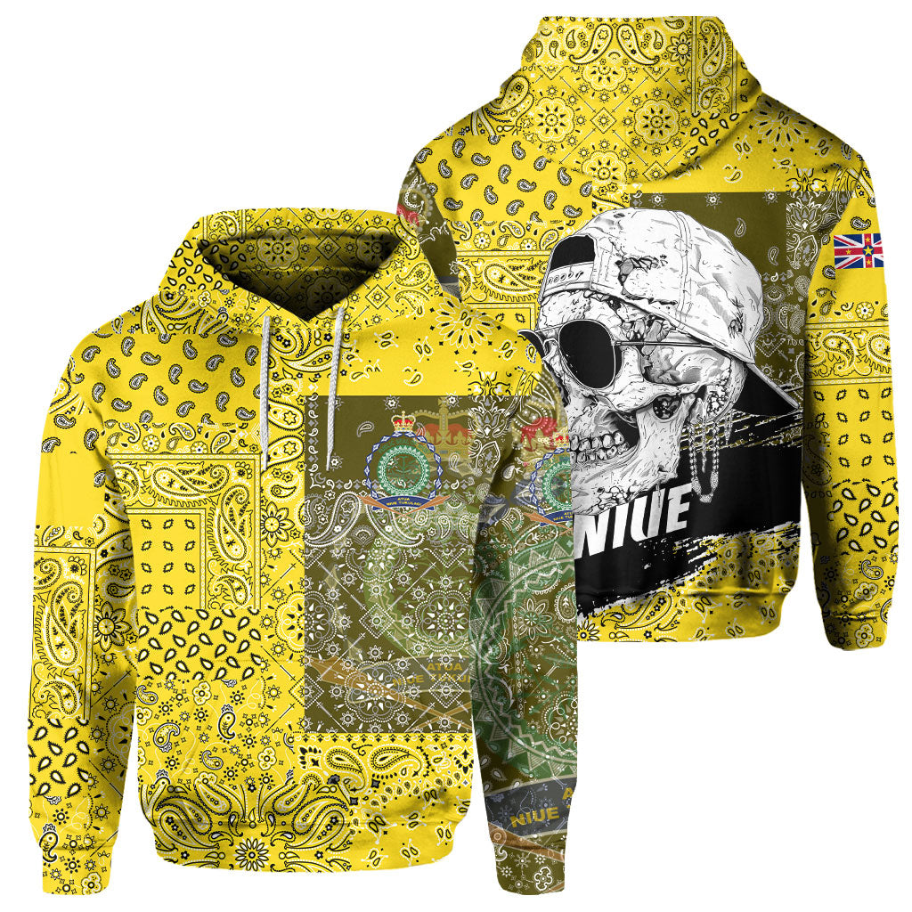 Niue Hoodie Paisley Flag And Skull Style 1