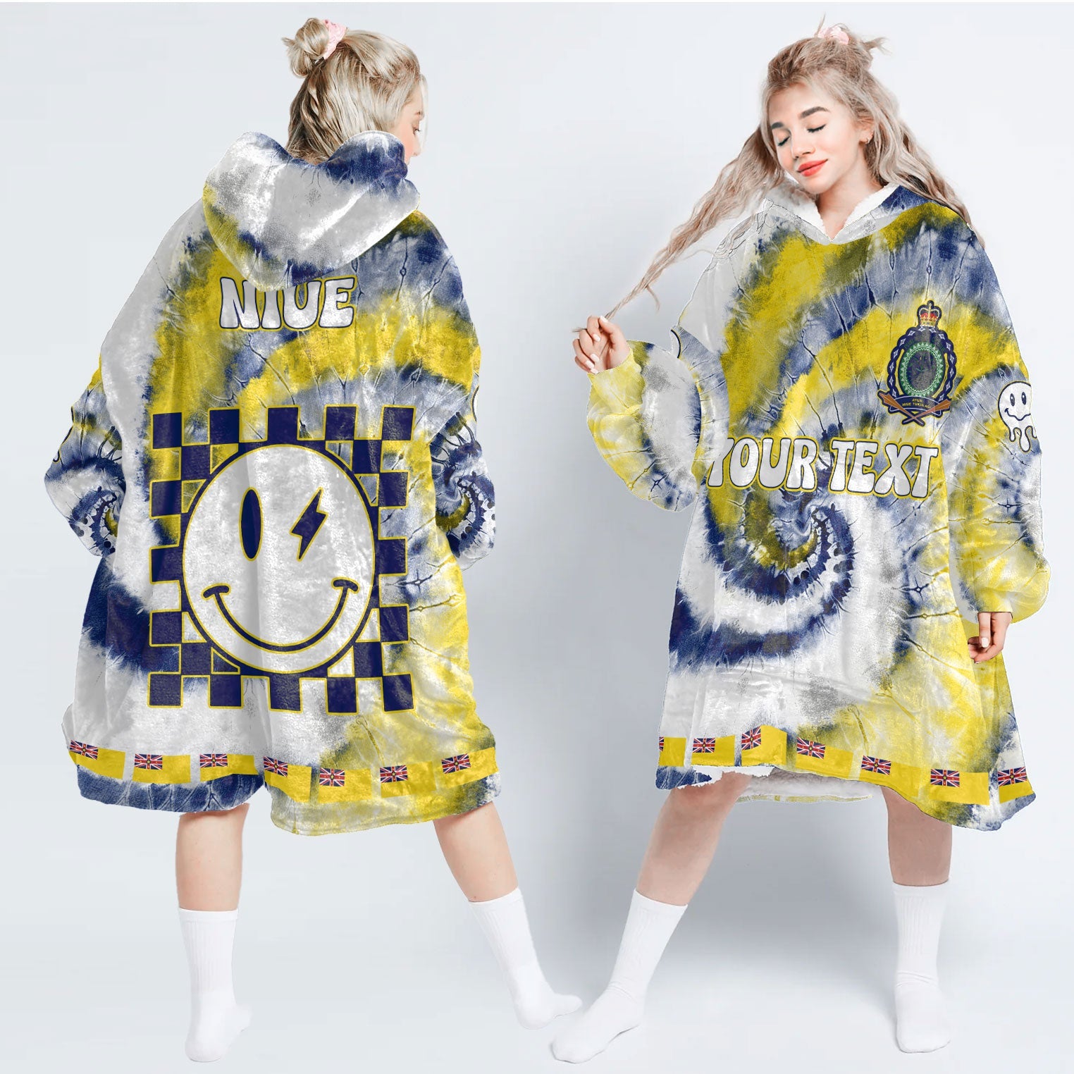 Niue Hoodie Blanket Custom Tie Dye Style 1