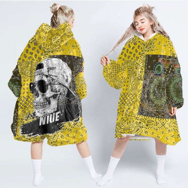 Niue Hoodie Blanket Paisley Flag And Skull Style 1