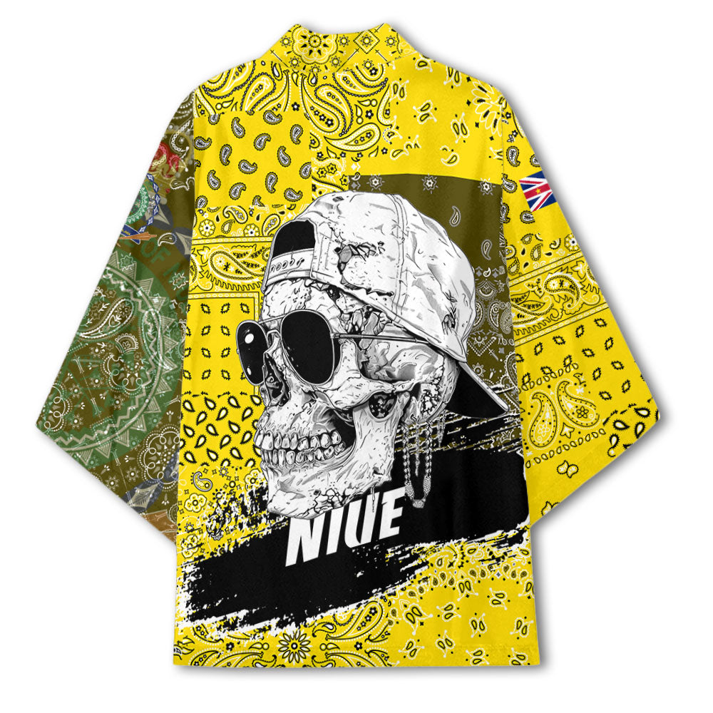 Niue Kimono Paisley Flag And Skull Style 3