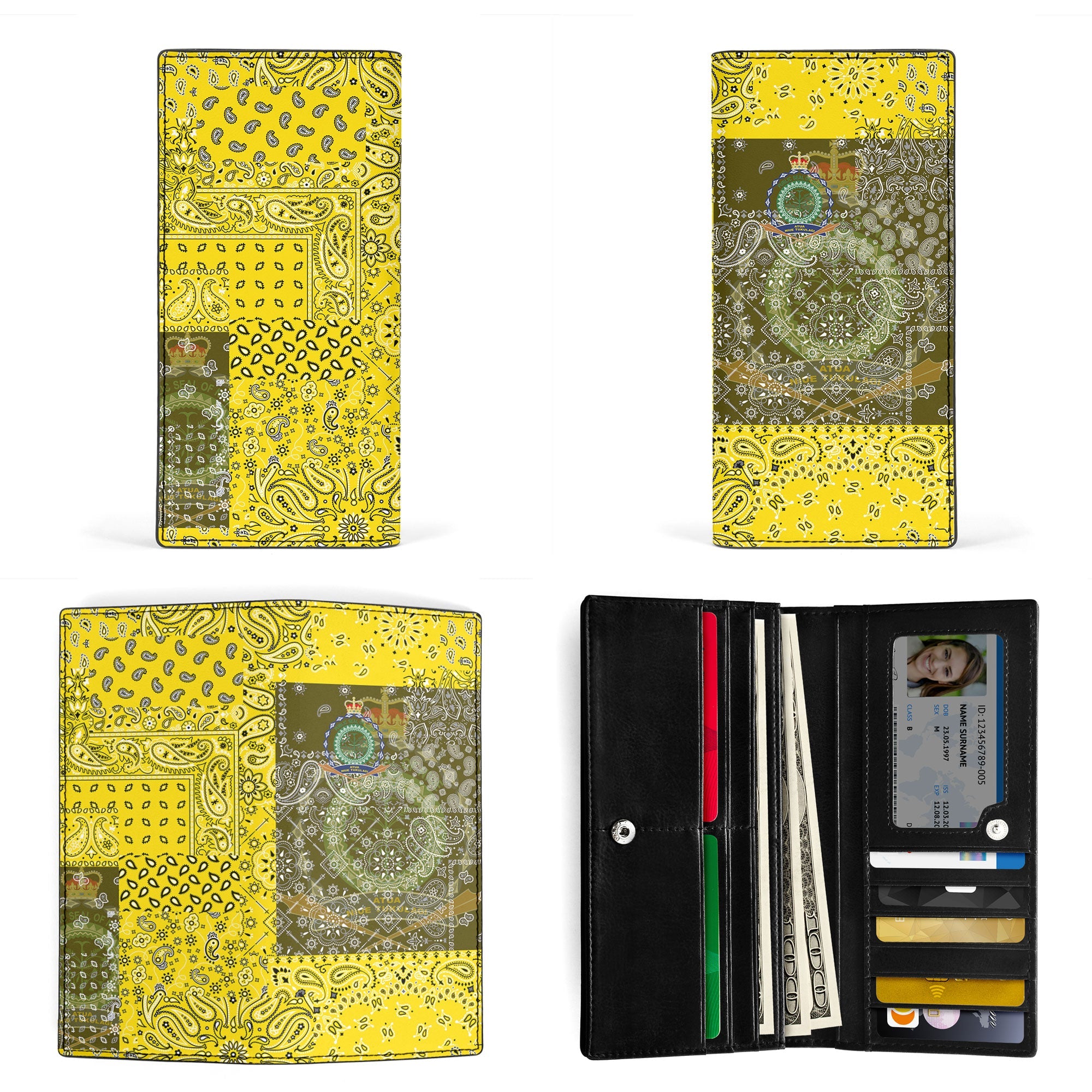 Niue Leather Wallet Paisley Flag And Skull Style 3