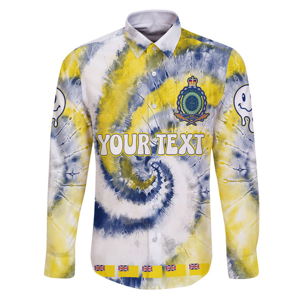 Niue Long Sleeve Button Shirt Custom Tie Dye Style 1