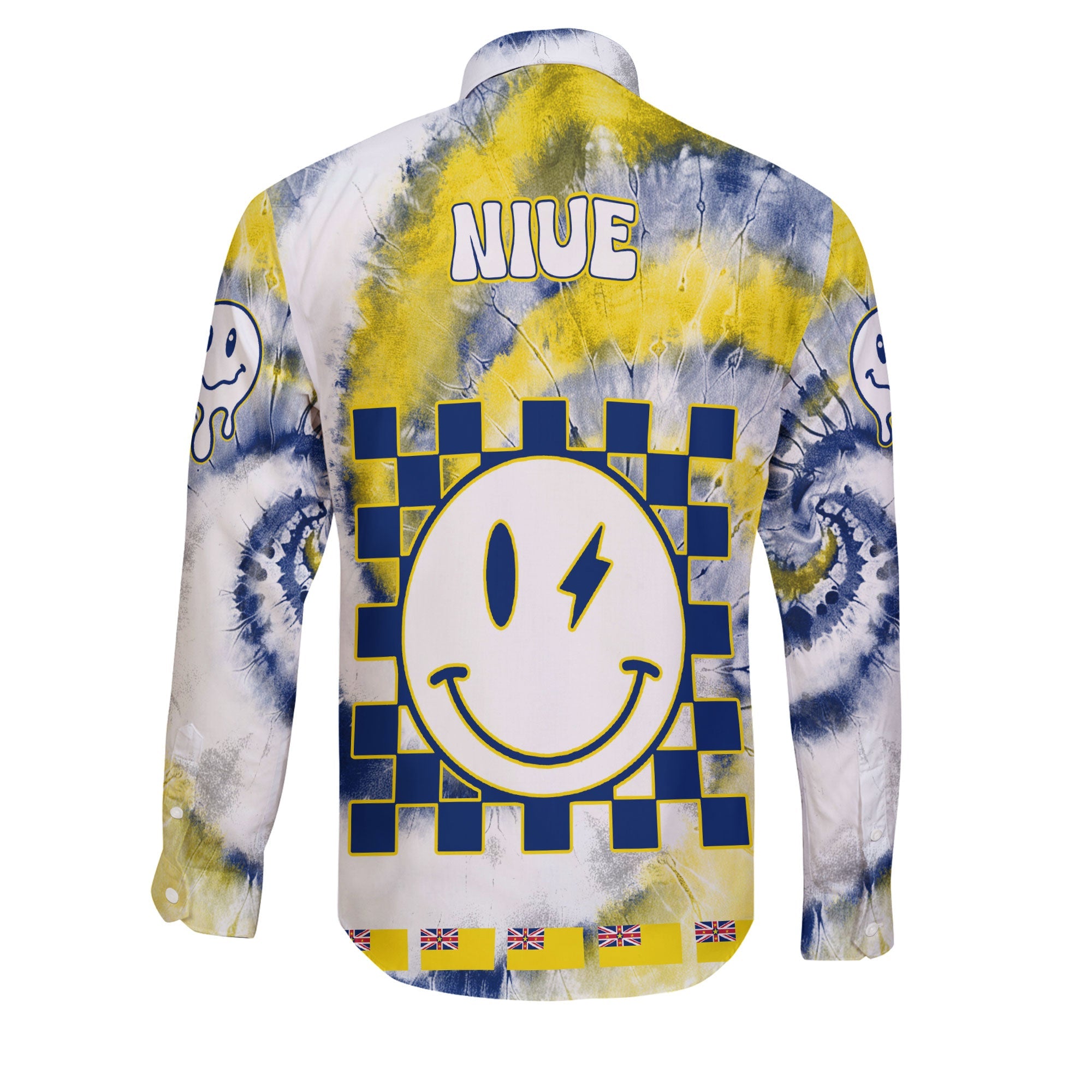 Niue Long Sleeve Button Shirt Custom Tie Dye Style 2