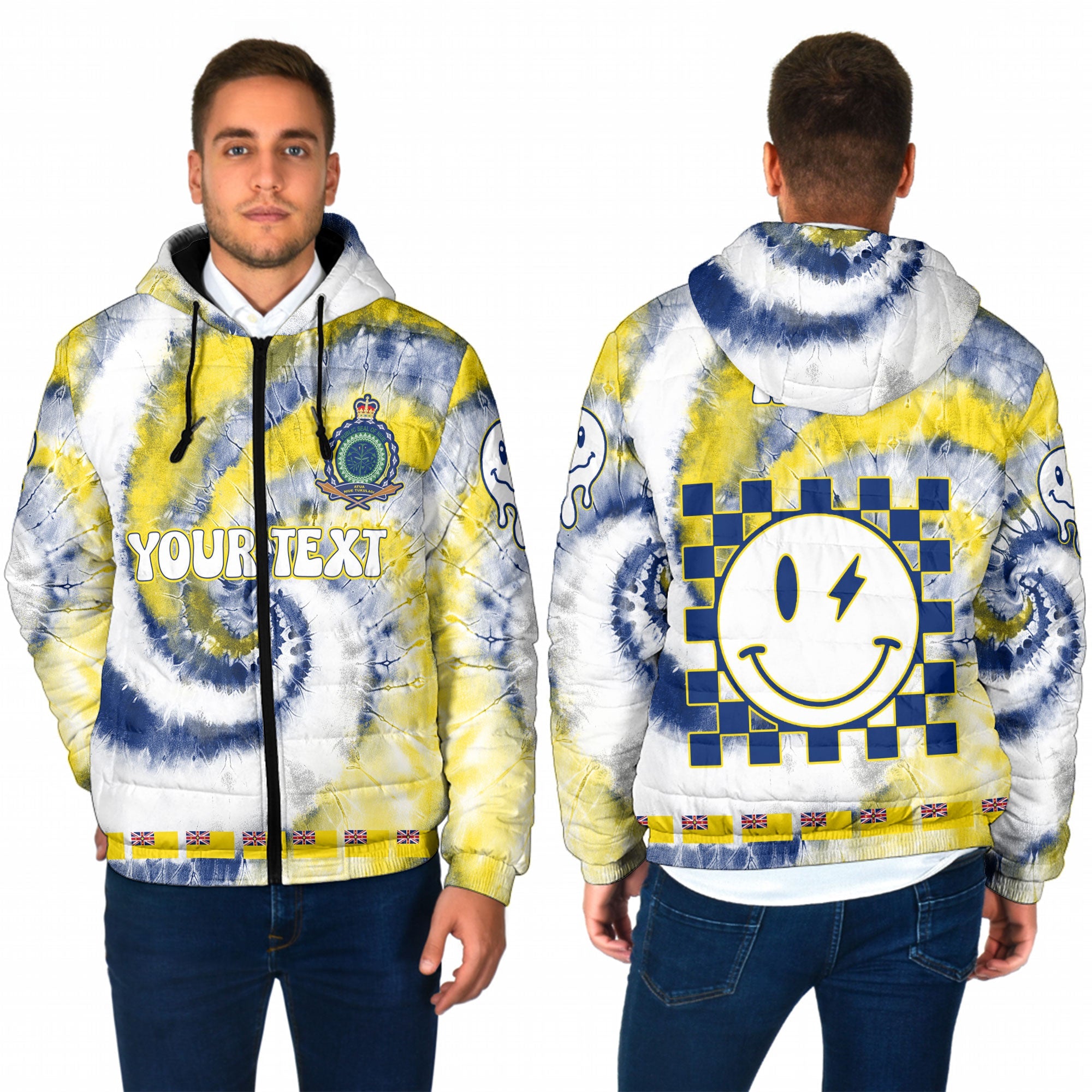 Niue Men Hooded Padded Jacket Custom Tie Dye Style 1