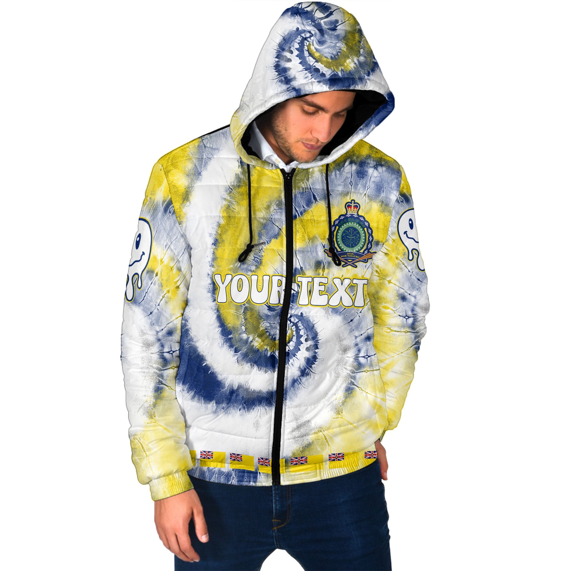 Niue Men Hooded Padded Jacket Custom Tie Dye Style 2