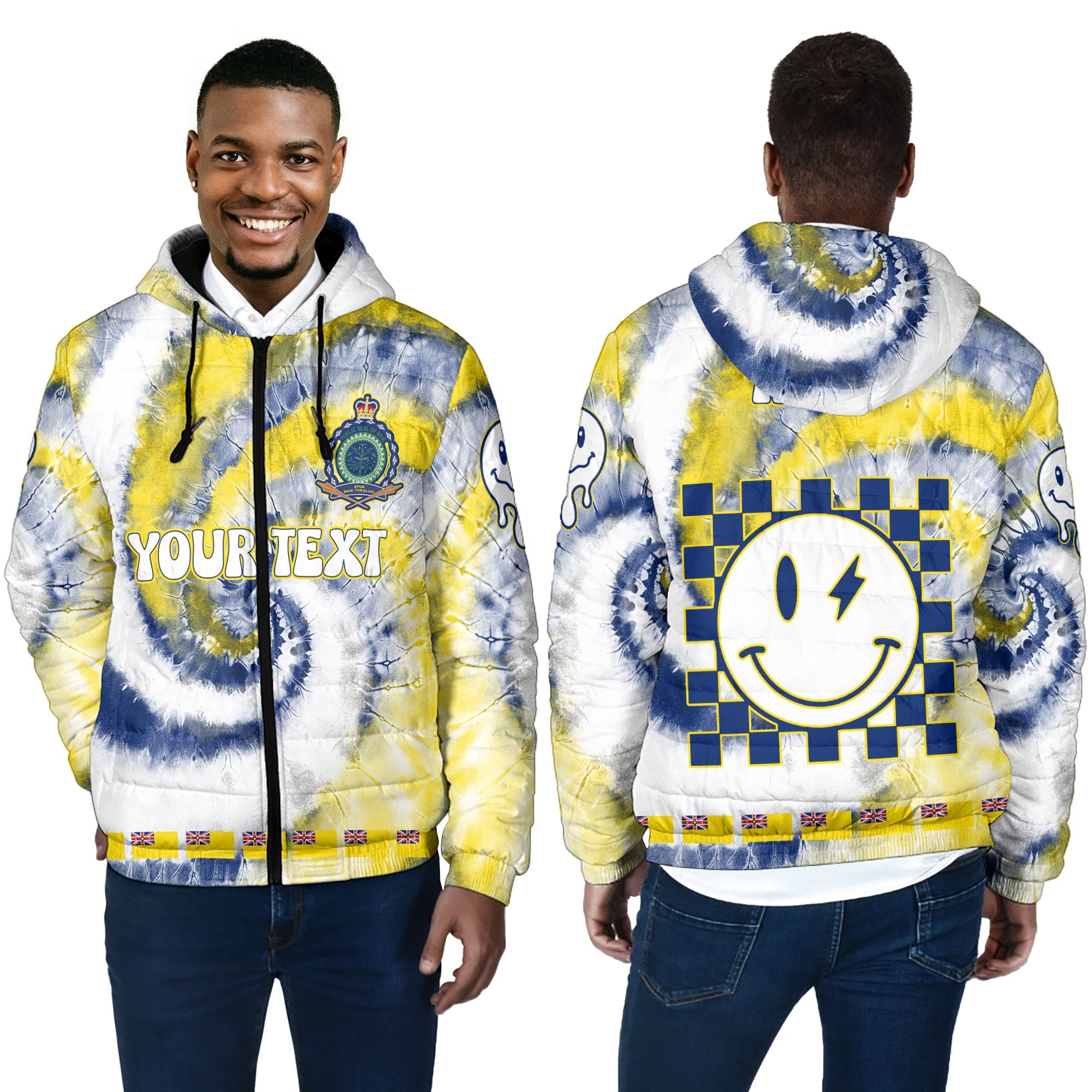 Niue Men Hooded Padded Jacket Custom Tie Dye Style 4