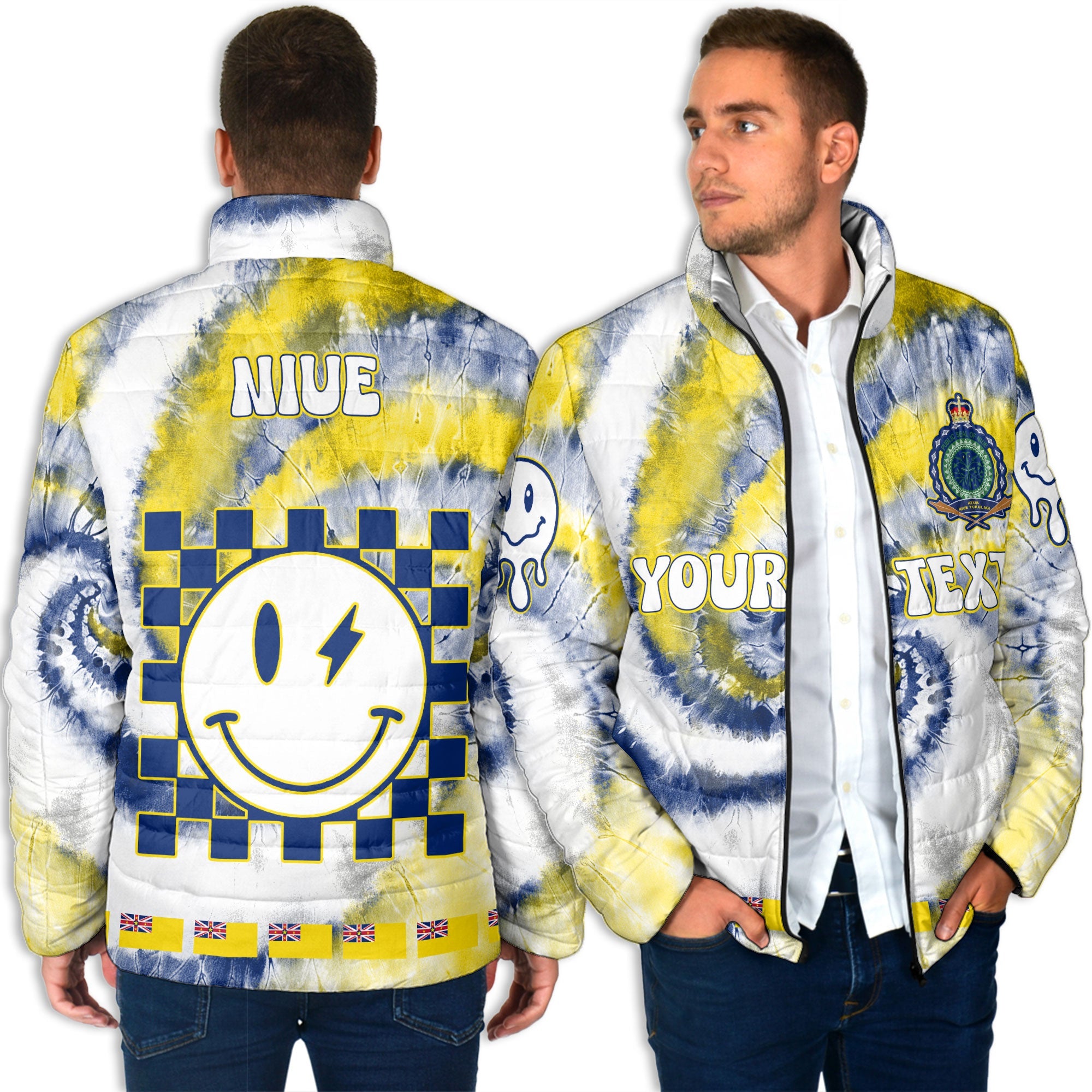 Niue Men Padded Jacket Custom Tie Dye Style 4