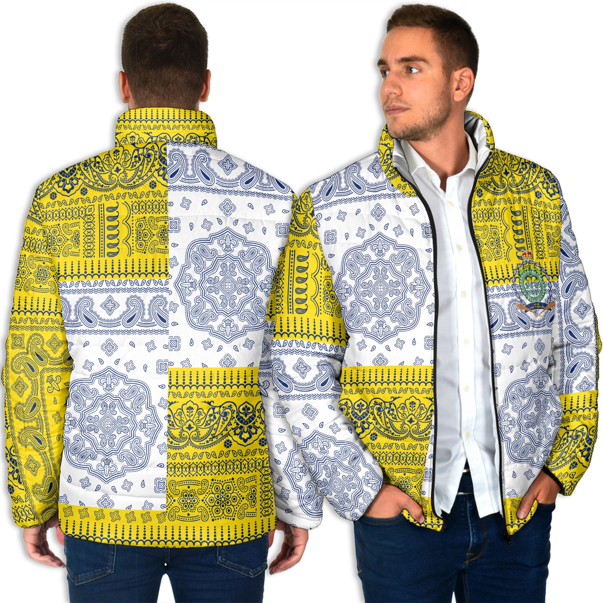 Niue Men Padded Jacket Flag And Paisley Basic Style 4