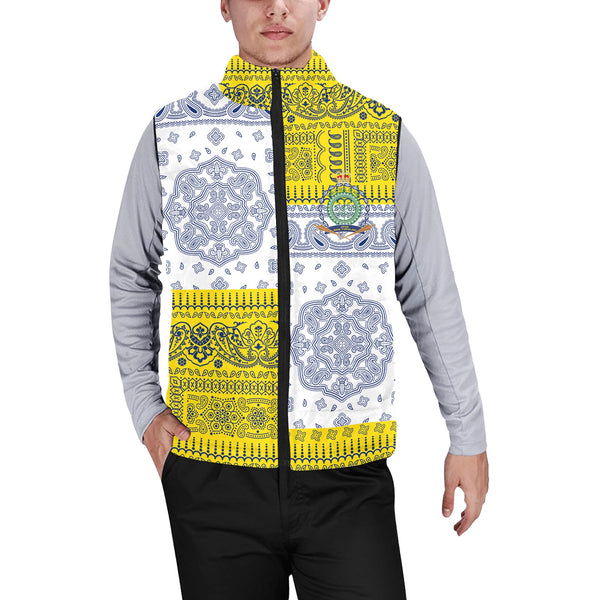 Niue Men Padded Jacket Vest Flag And Paisley Basic Style 1