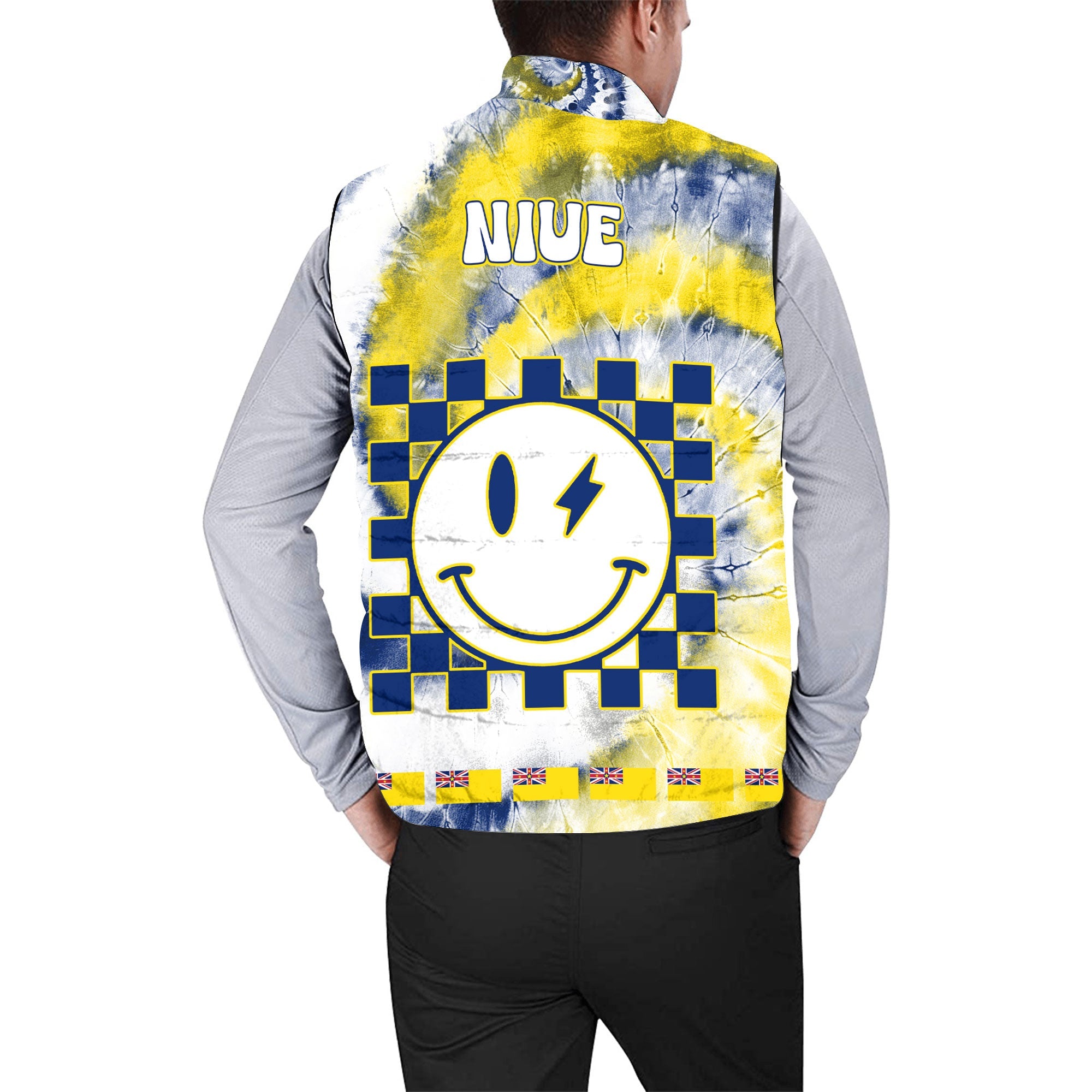 Niue Men Padded Jacket Vest Custom Tie Dye Style 2