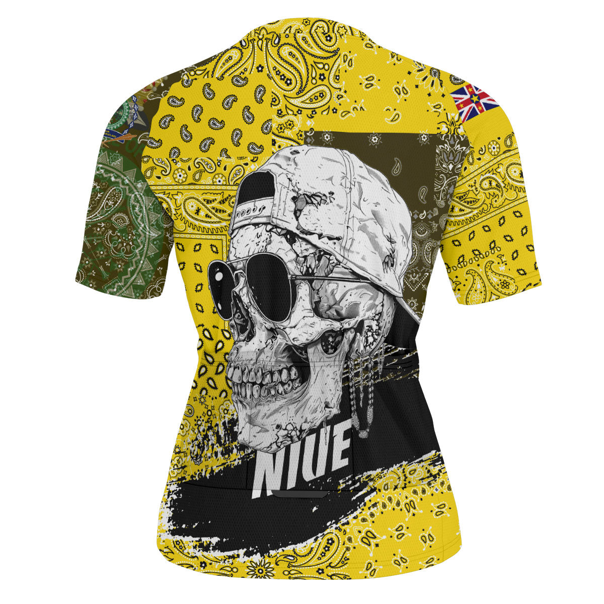 Niue Men Cycling Jersey Paisley Flag And Skull Style 3