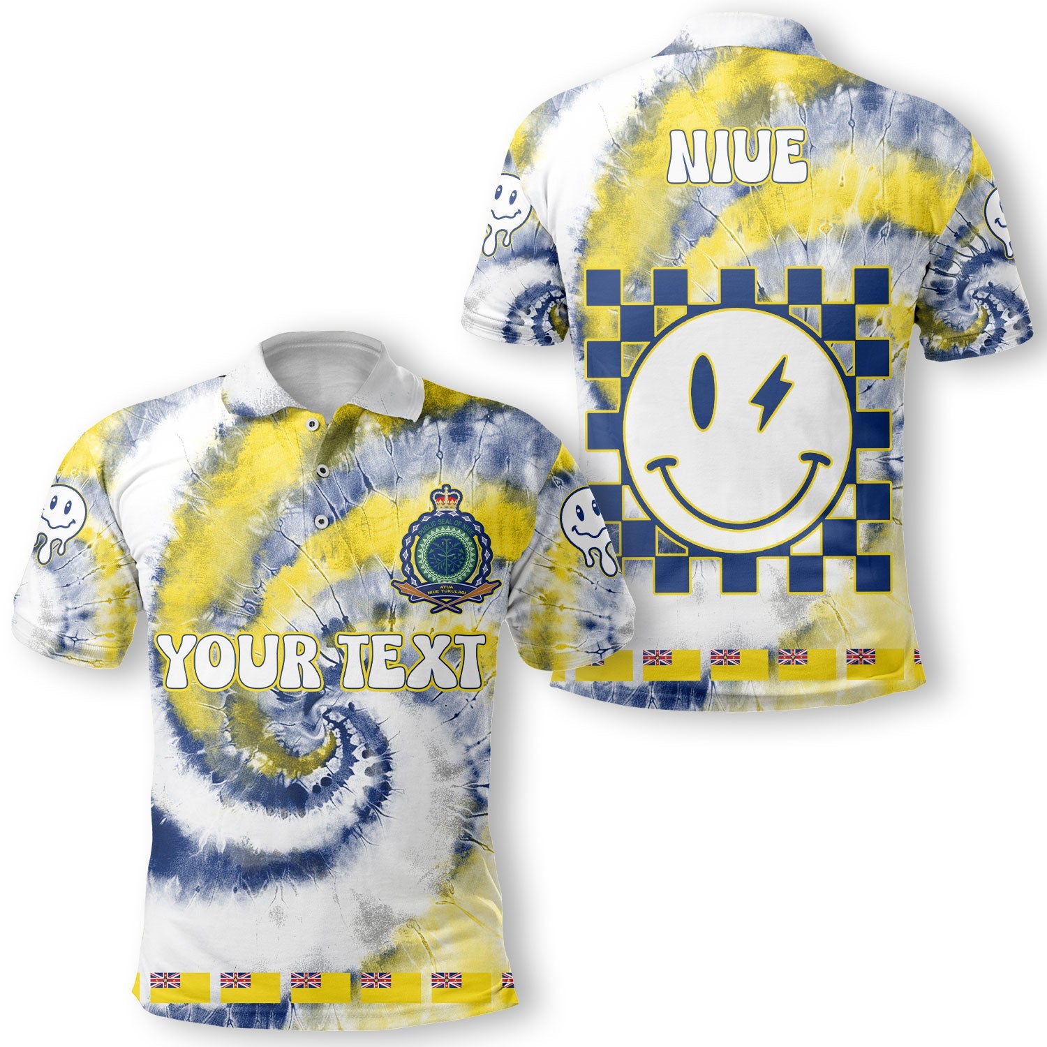 Niue Polo Shirt Custom Tie Dye Style 1