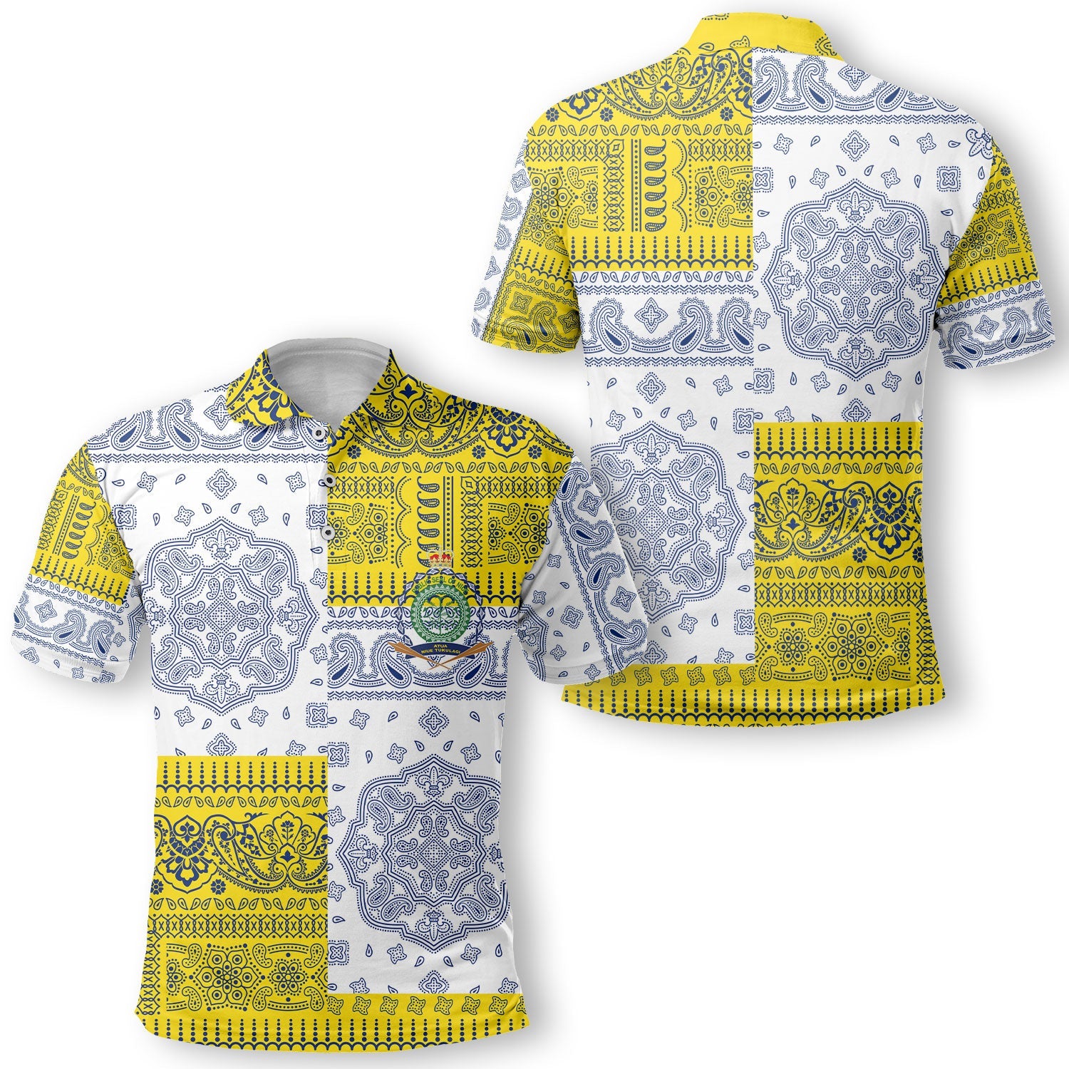 Niue Polo Shirt Flag And Paisley Basic Style 1