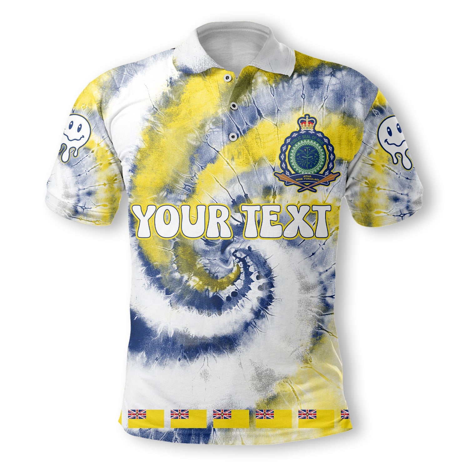 Niue Polo Shirt Custom Tie Dye Style 2