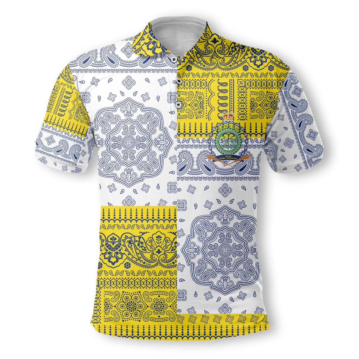 Niue Polo Shirt Flag And Paisley Basic Style 2