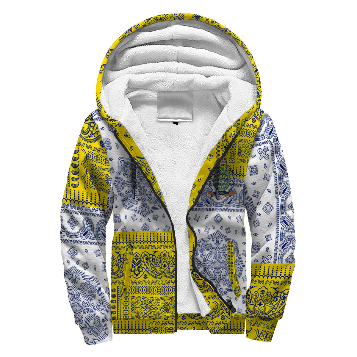 Niue Sherpa Hoodie Flag And Paisley Basic Style 3