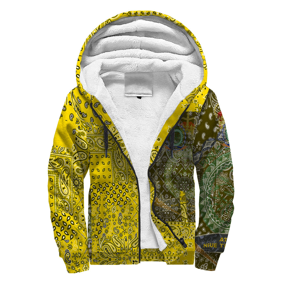 Niue Sherpa Hoodie Paisley Flag And Skull Style 3