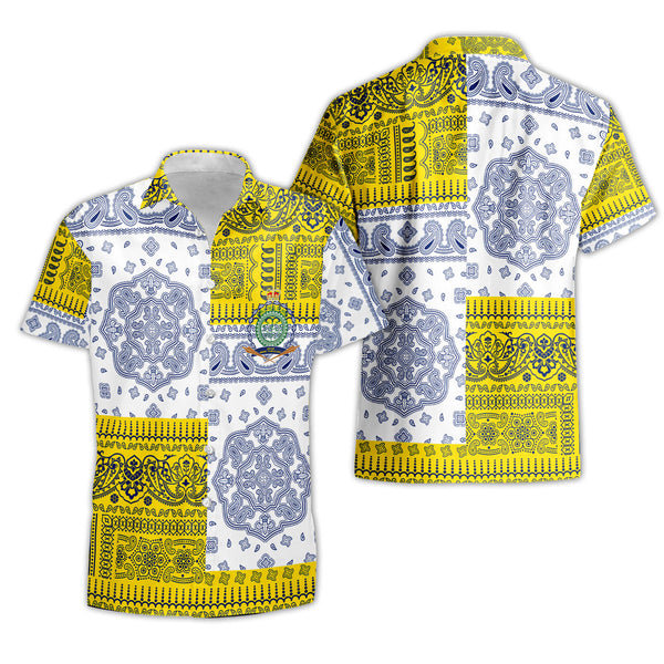 Niue Short Sleeve Shirt Flag And Paisley Basic Style 1