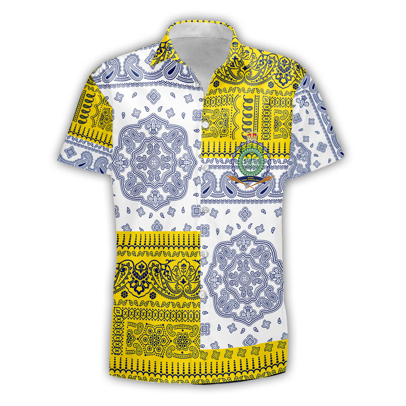 Niue Short Sleeve Shirt Flag And Paisley Basic Style 2