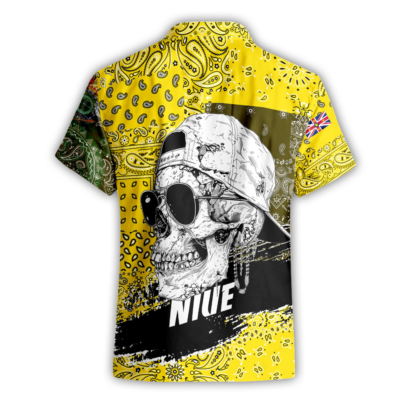 Niue Short Sleeve Shirt Paisley Flag And Skull Style 2