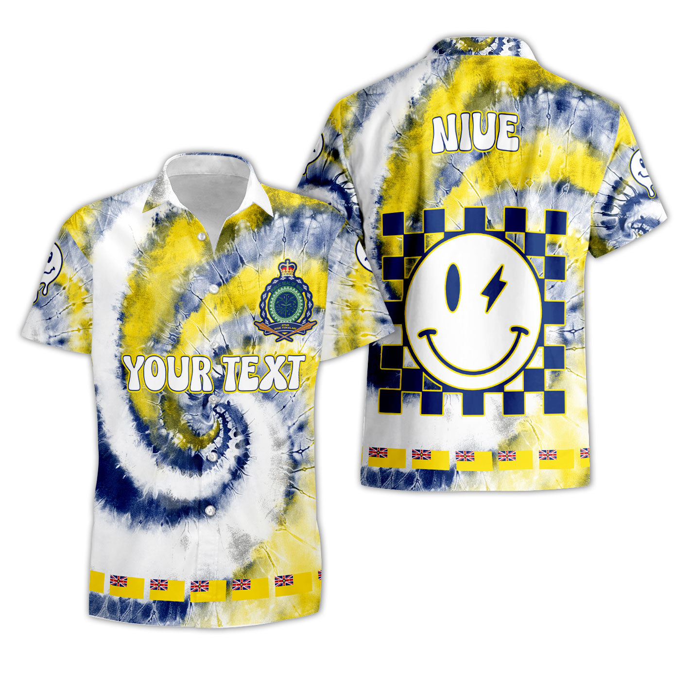 Niue Short Sleeve Shirt Custom Tie Dye Style 3