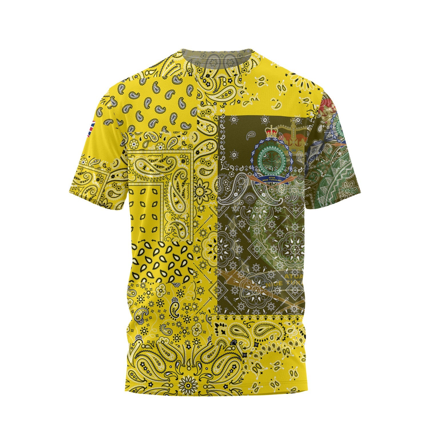 Niue T Shirt Paisley Flag And Skull Style 1