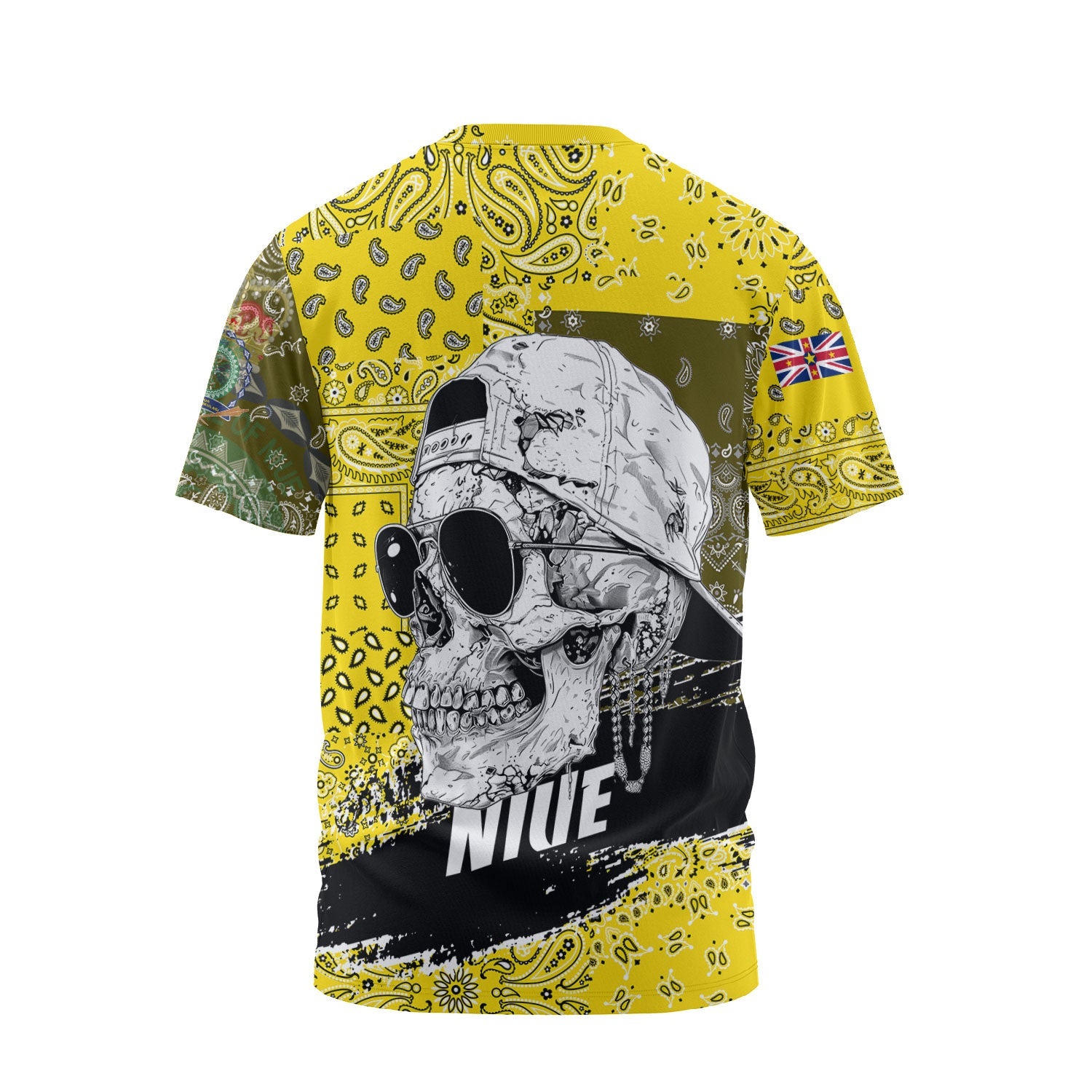 Niue T Shirt Paisley Flag And Skull Style 2