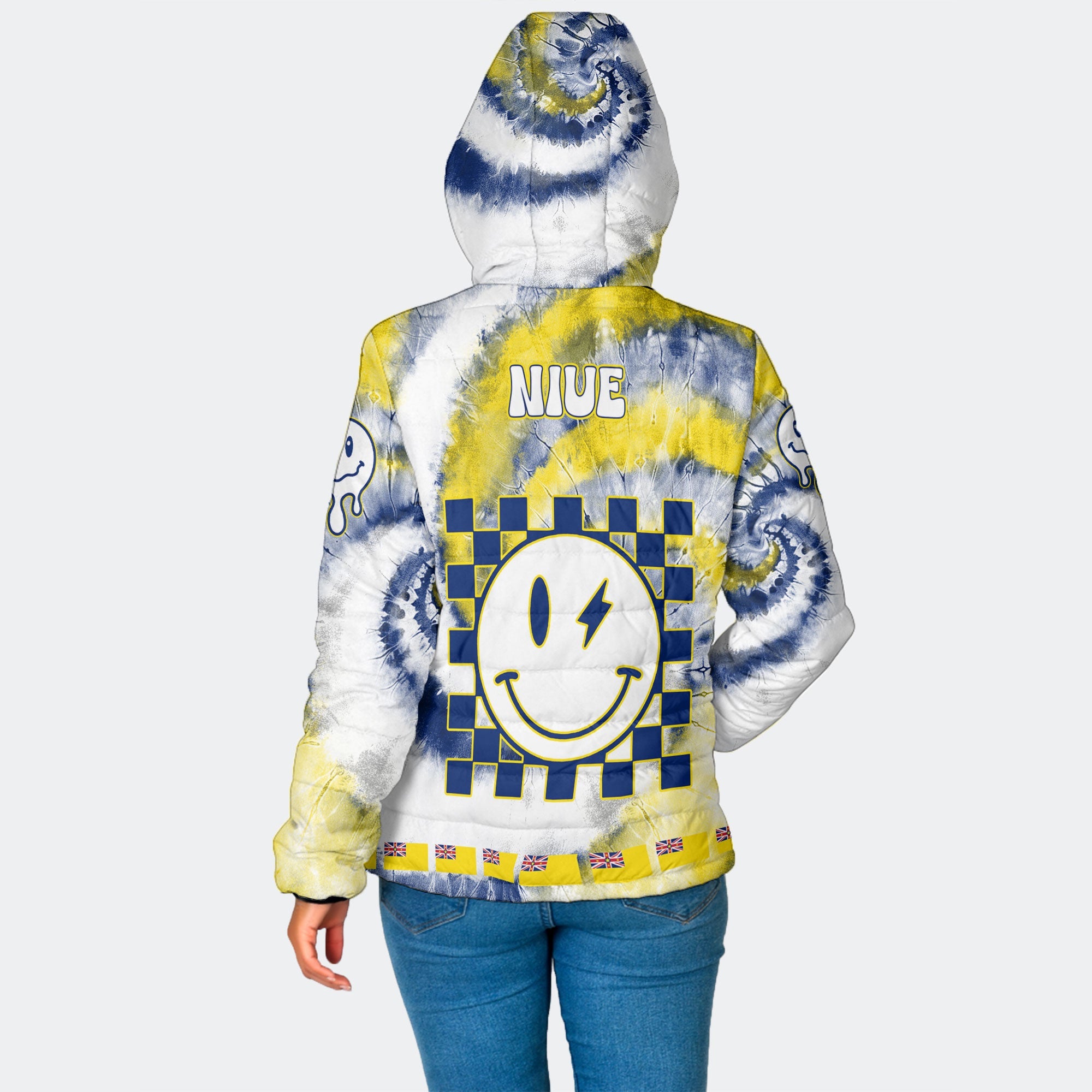 Niue Women Hooded Padded Jacket Custom Tie Dye Style 5