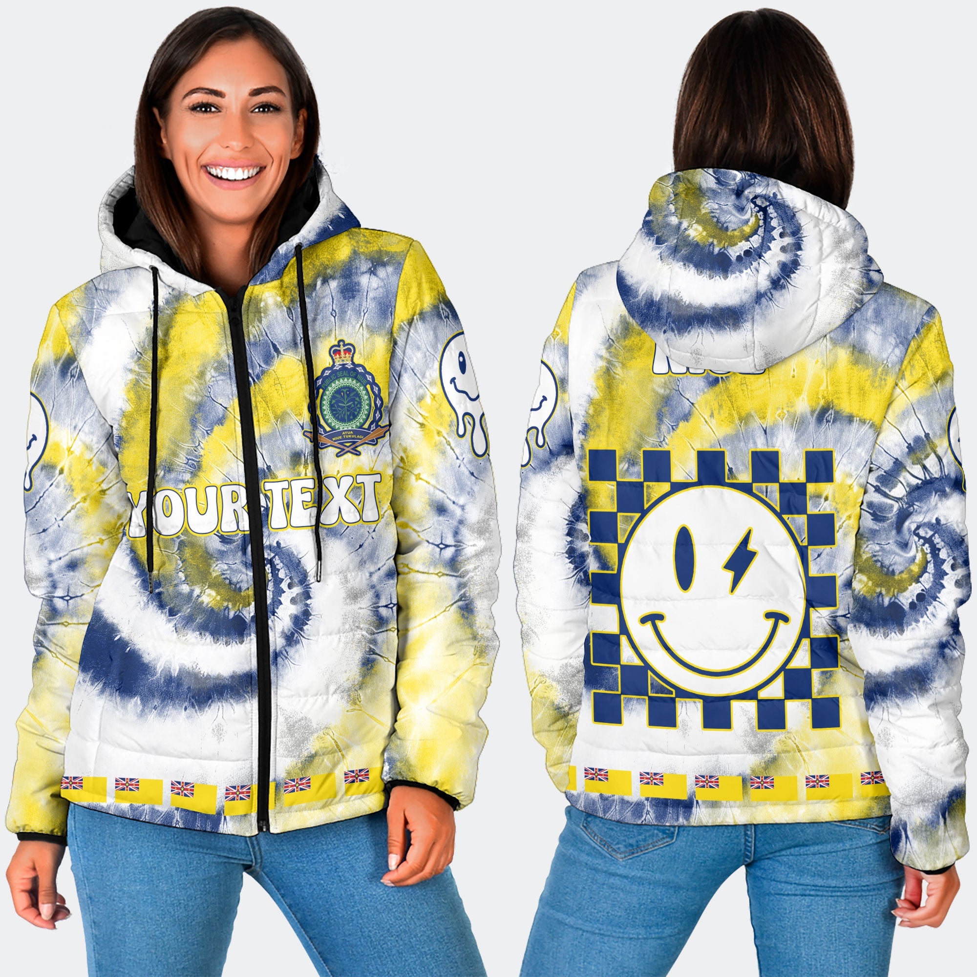 Niue Women Hooded Padded Jacket Custom Tie Dye Style 2