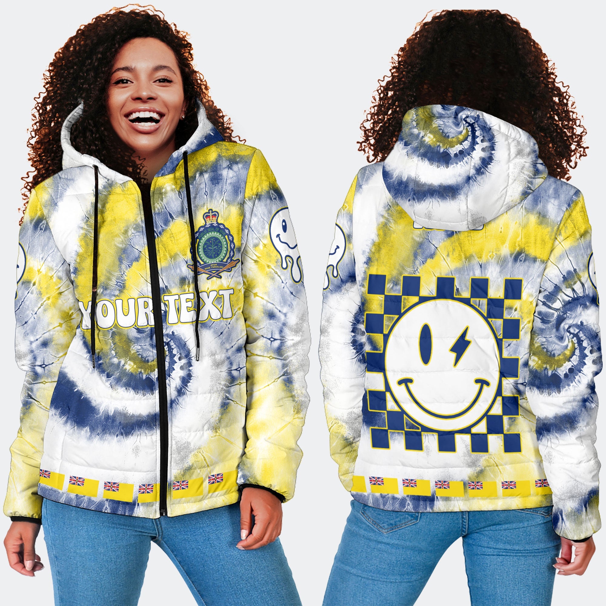 Niue Women Hooded Padded Jacket Custom Tie Dye Style 3