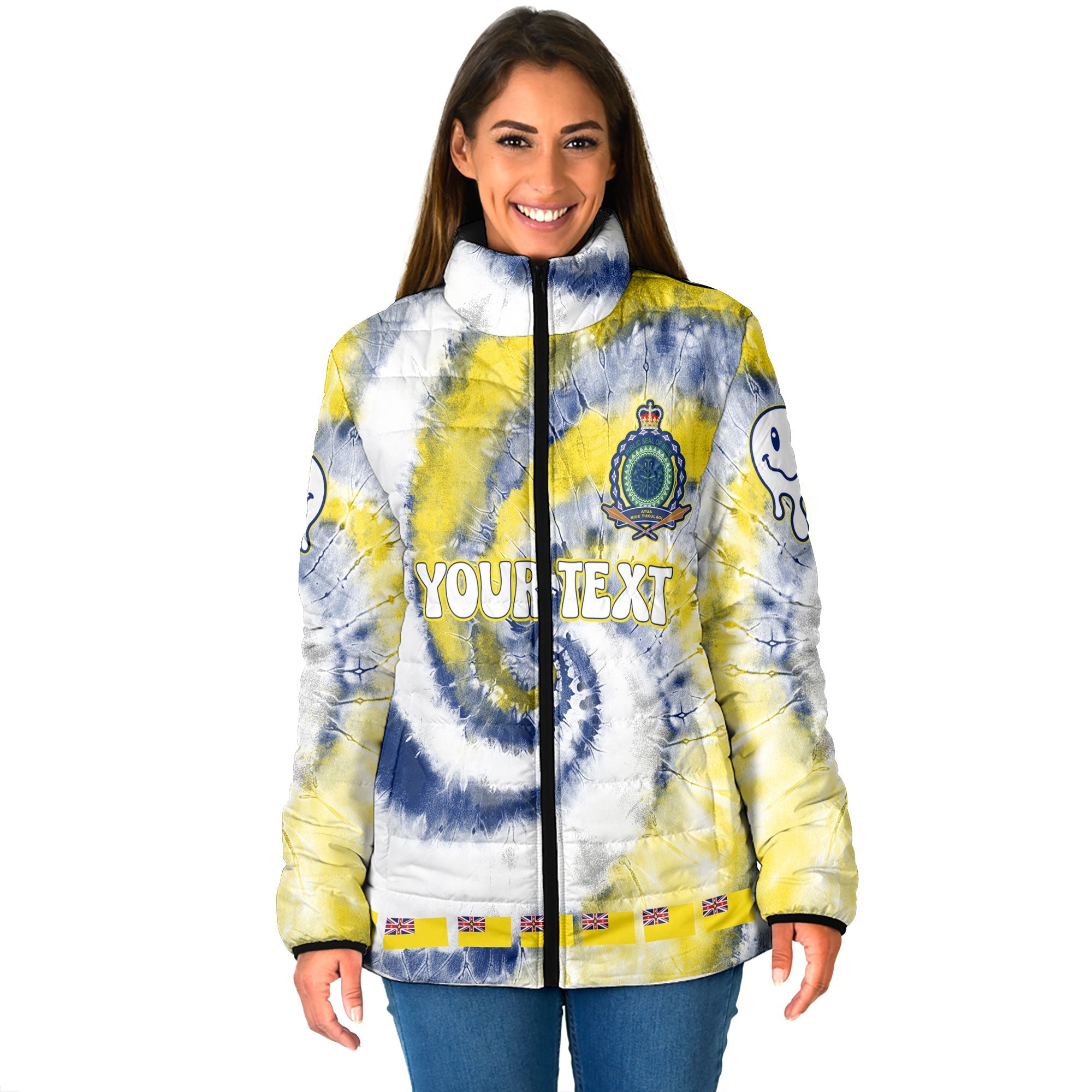 Niue Women Padded Jacket Custom Tie Dye Style 1