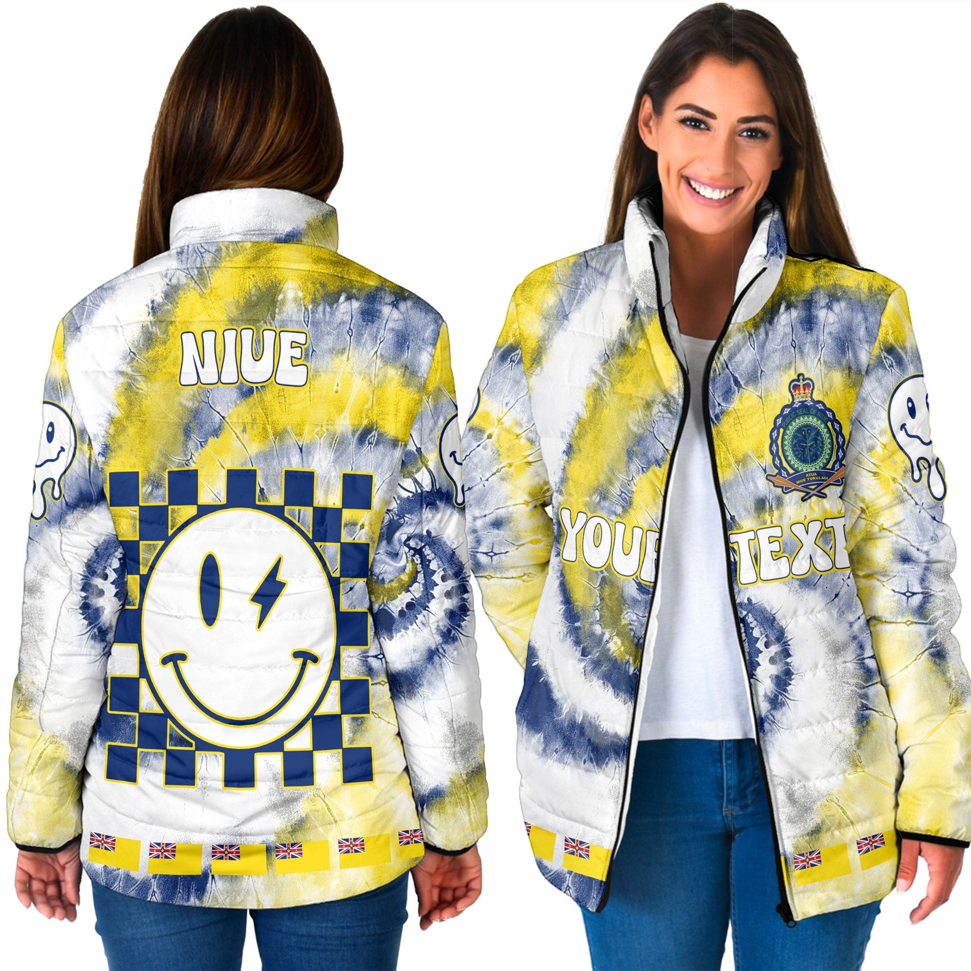 Niue Women Padded Jacket Custom Tie Dye Style 3