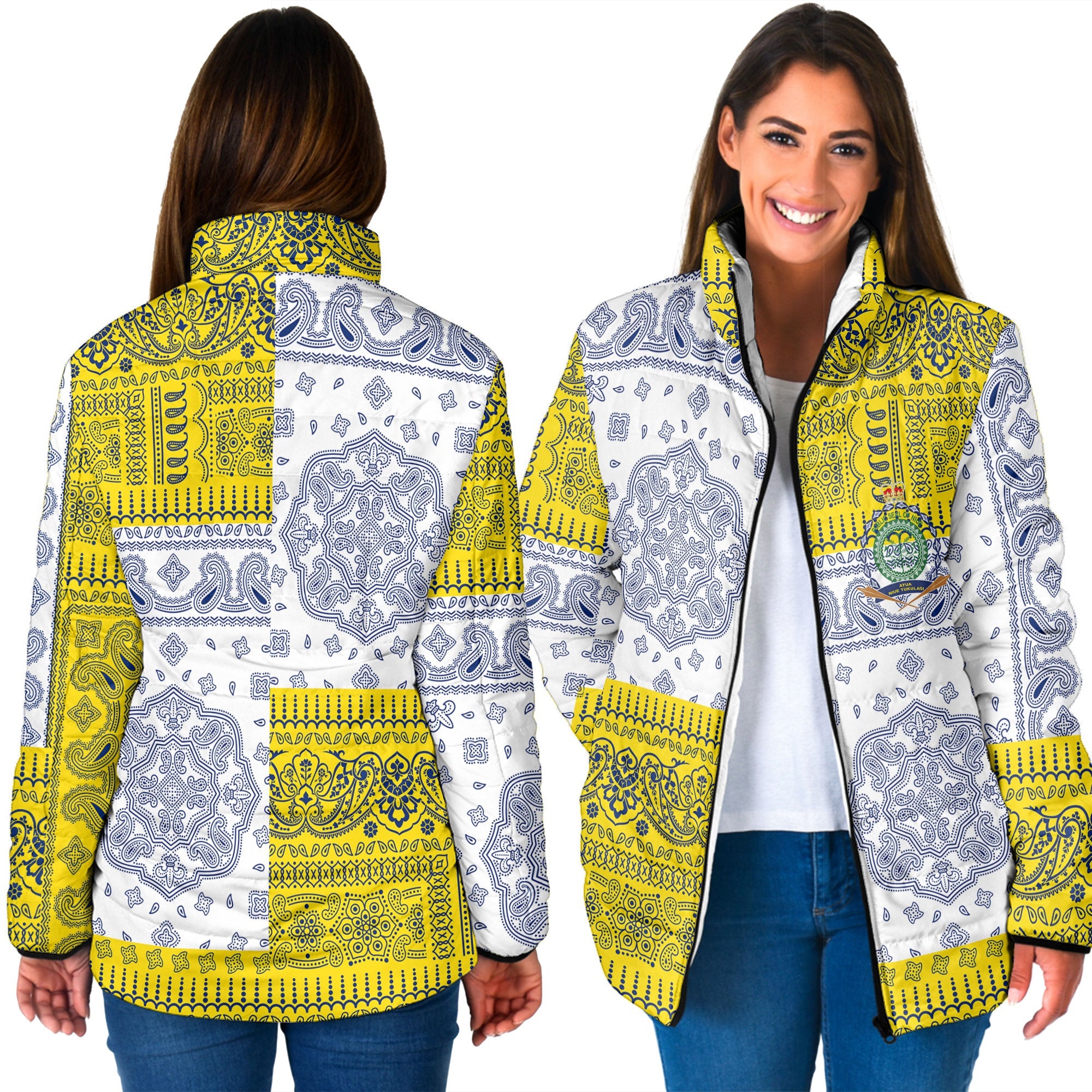 Niue Women Padded Jacket Flag And Paisley Basic Style 3