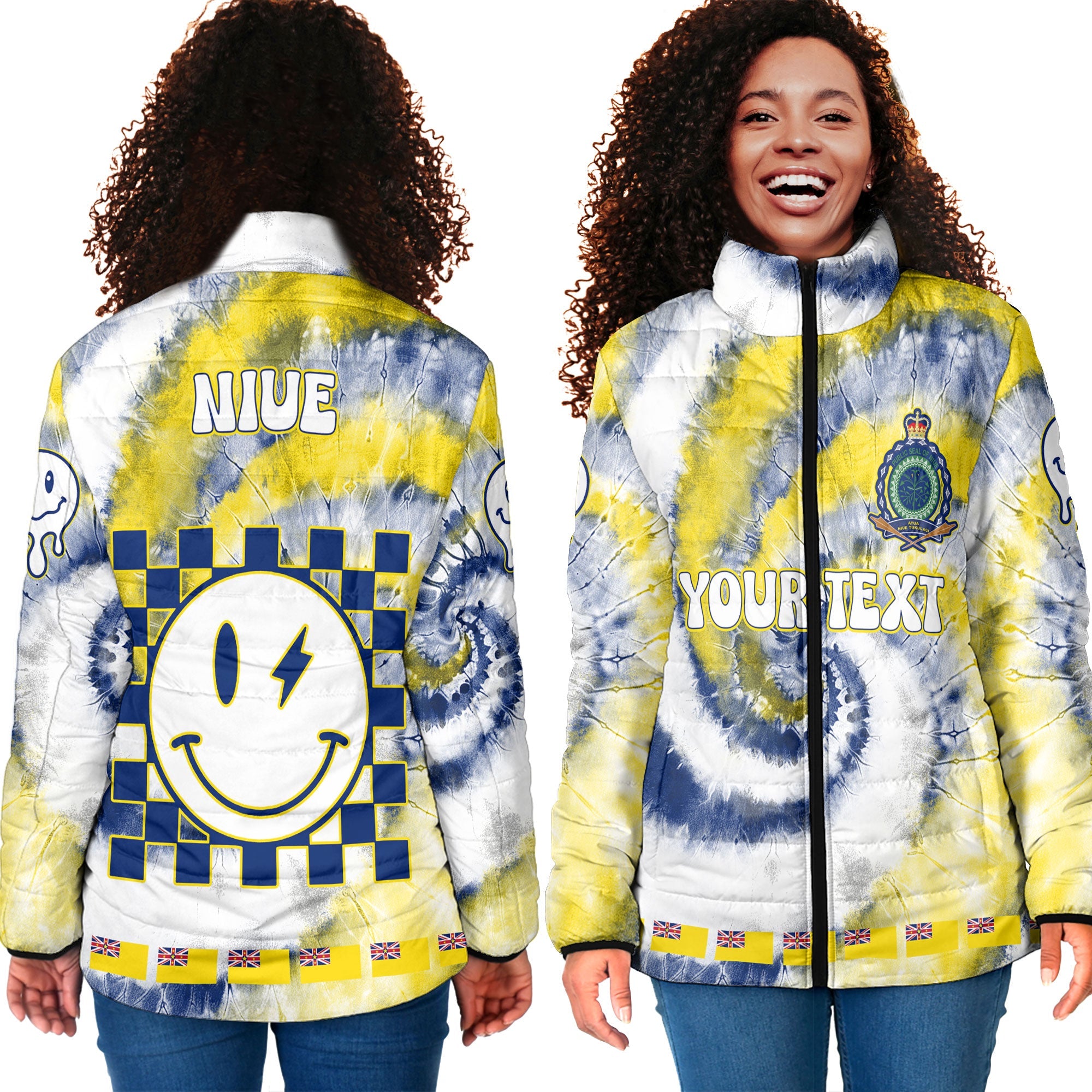 Niue Women Padded Jacket Custom Tie Dye Style 4