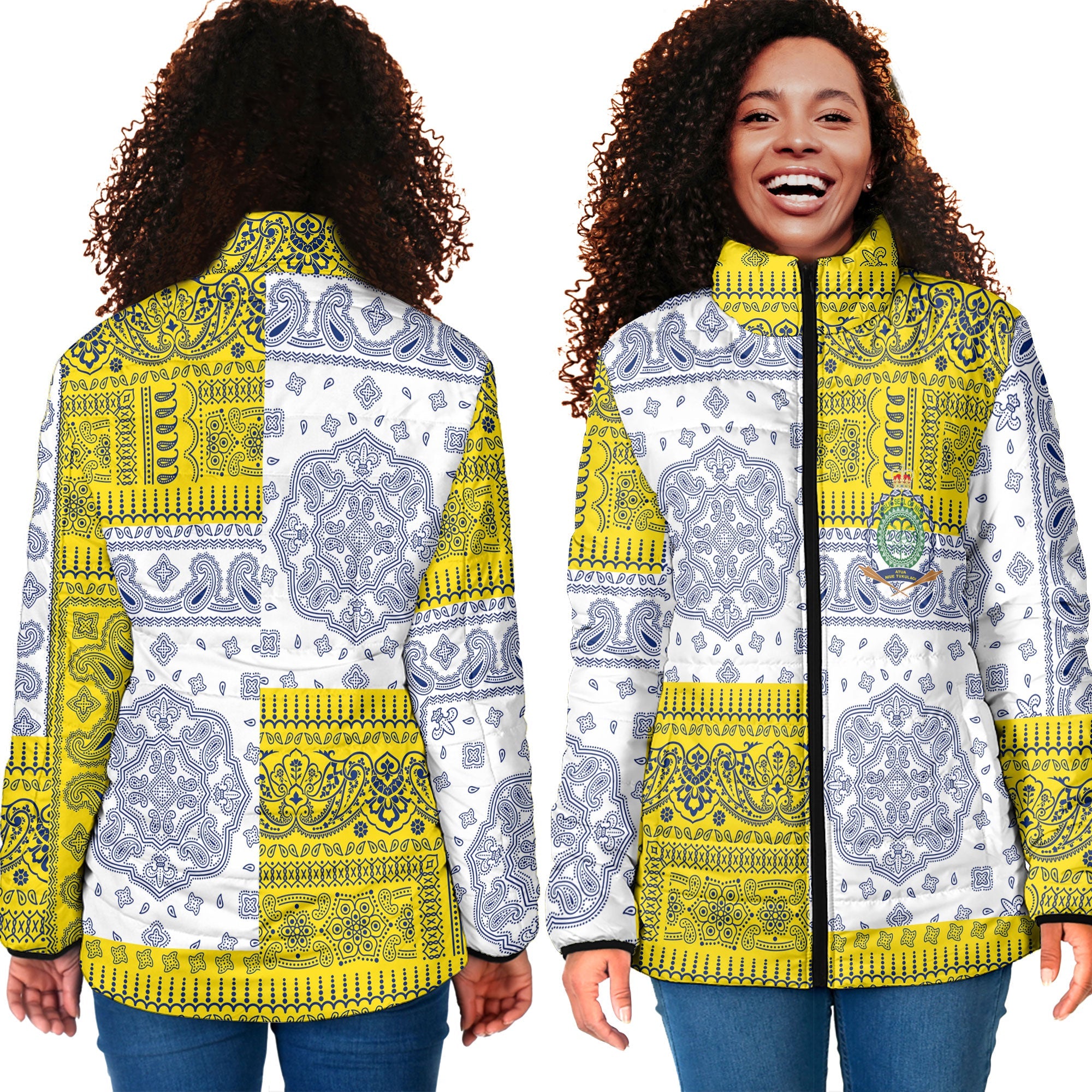 Niue Women Padded Jacket Flag And Paisley Basic Style 4