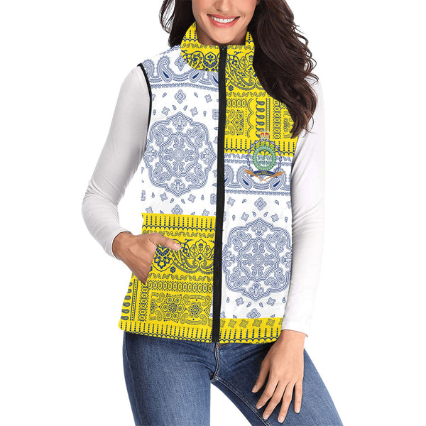 Niue Women Padded Jacket Vest Flag And Paisley Basic Style 1