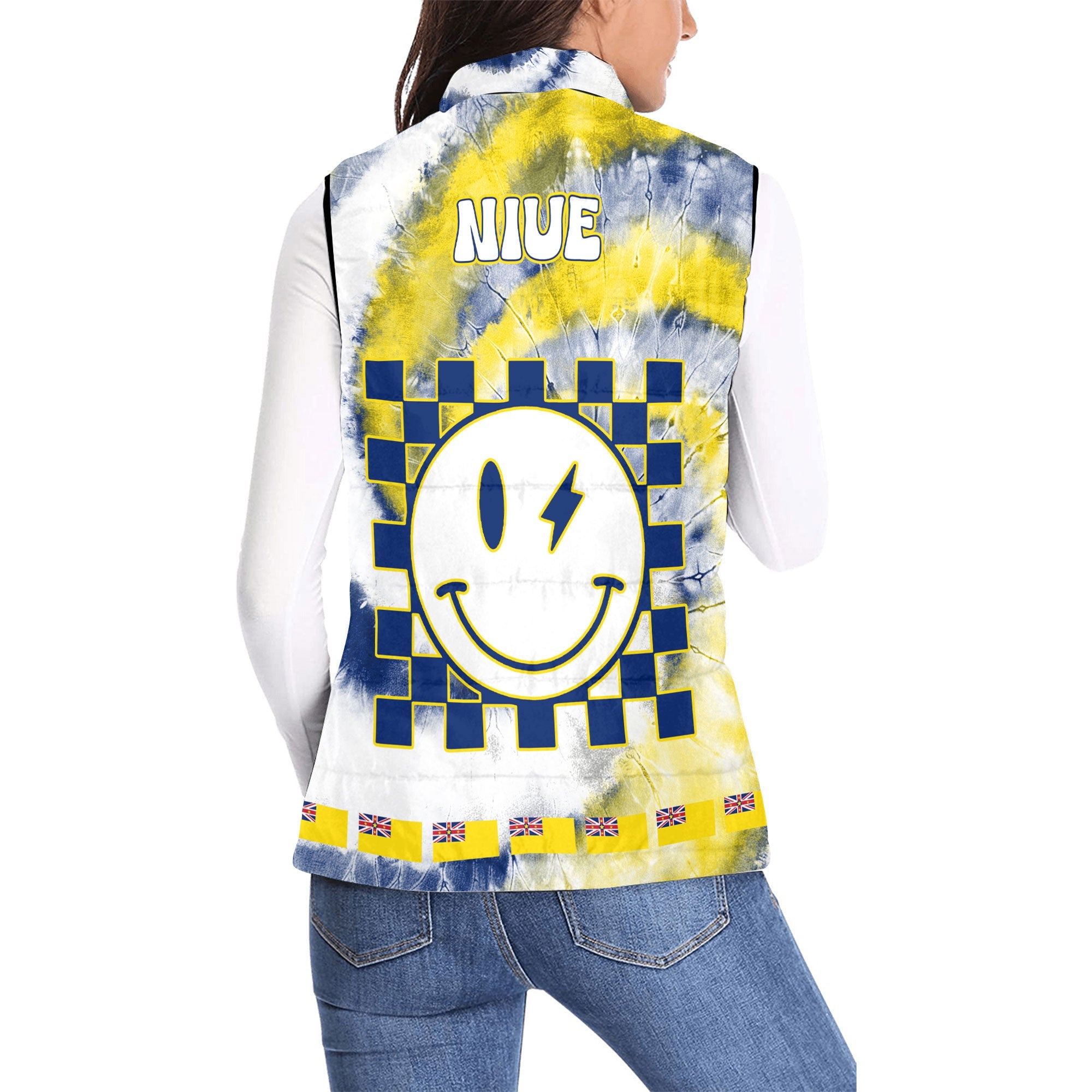 Niue Women Padded Jacket Vest Custom Tie Dye Style 2