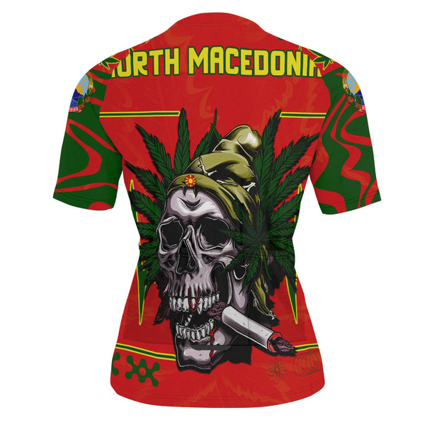 North Macedonia Men's Cycling Jersey Flag & Coat Of Arms Marijuanas Style