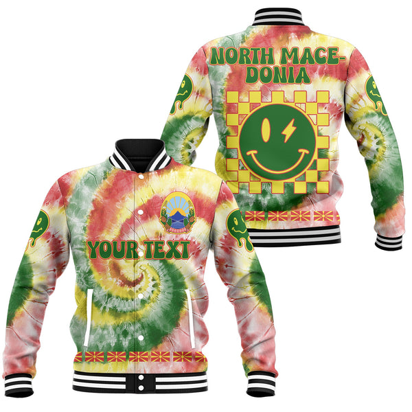 North Macedonia Baseball Jacket Custom Tie Dye Style 1