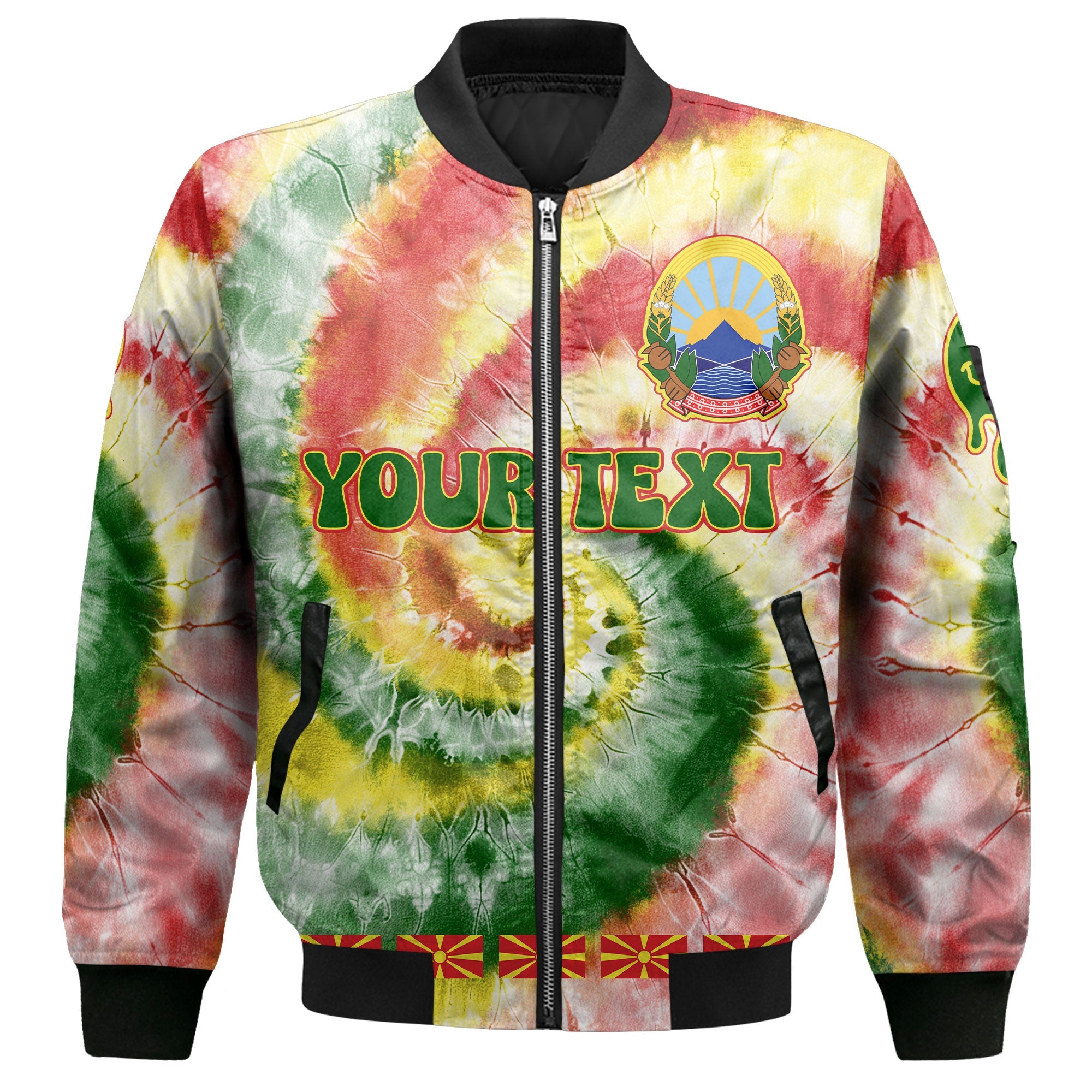 North Macedonia Bomber Jacket Custom Tie Dye Style 2