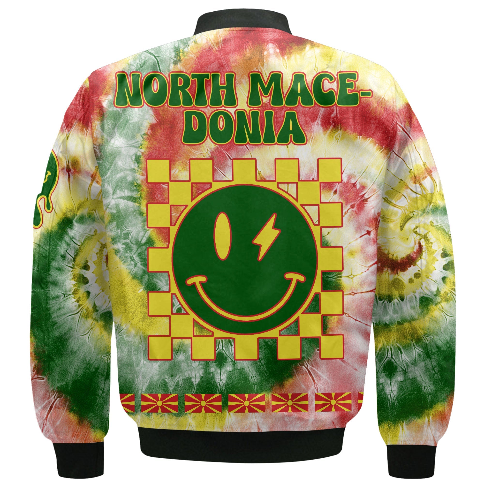 North Macedonia Bomber Jacket Custom Tie Dye Style 3