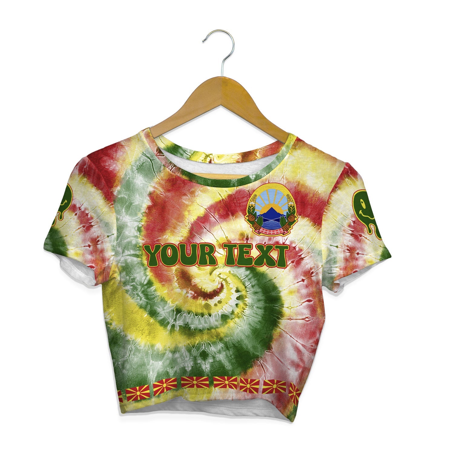 North Macedonia Croptop T Shirt Custom Tie Dye Style 1