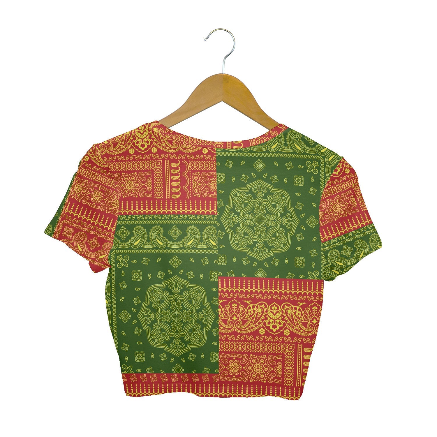 North Macedonia Croptop T Shirt Flag And Paisley Basic Style 2