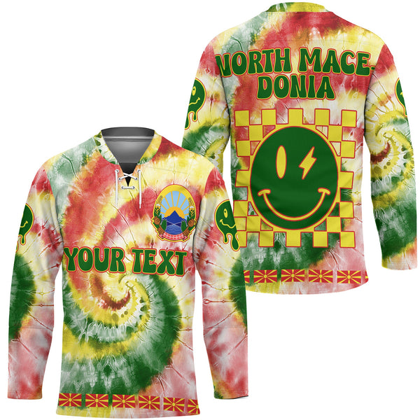 North Macedonia Hockey Jersey Custom Tie Dye Style 1